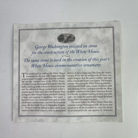 Christmas 2000 The White House Historical 200th Anniversary Ornament Box Certify - Picture 7 of 10